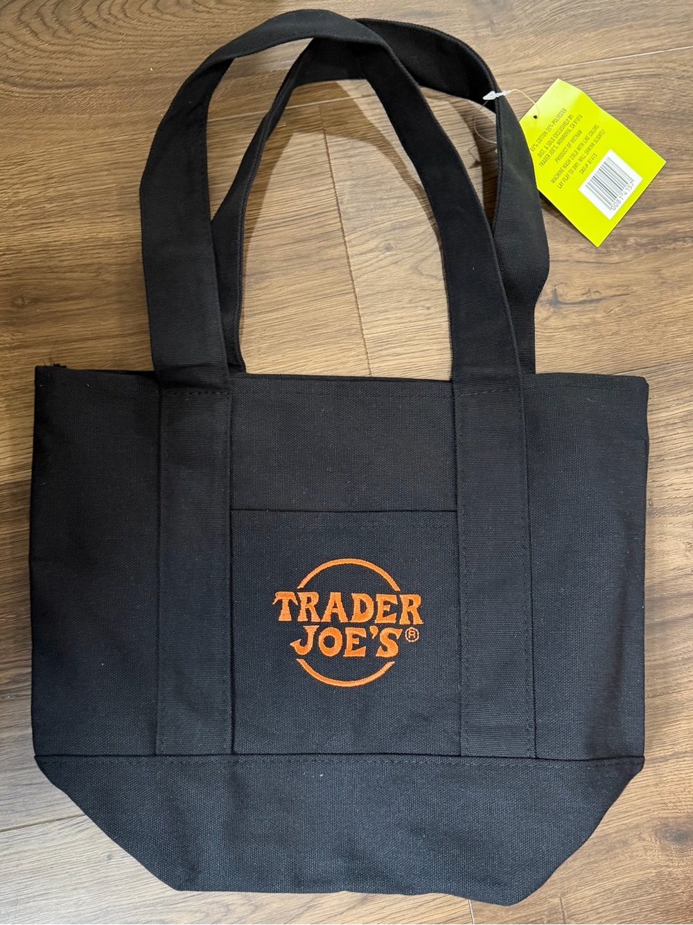 Black Canvas Tote Bag with Orange Logo